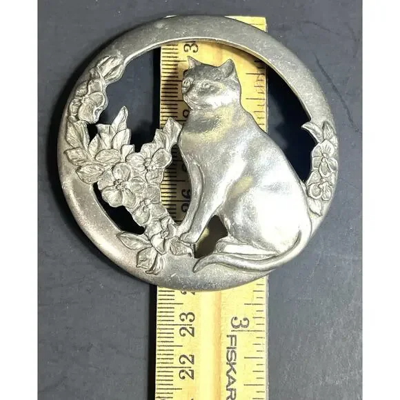 Vintage Seagull Potpourri Jar Lid Pewter Cat/flowers 1988, Canada - Picture 8 of 8